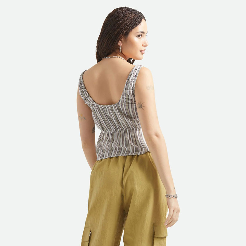 Camiseta Brixton: The Abigail Tie Top (Wrn n Rbst Rd Strp)