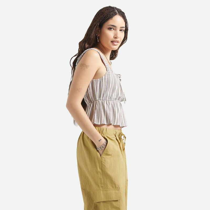 Camiseta Brixton: The Abigail Tie Top (Wrn n Rbst Rd Strp)