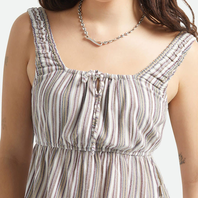 Camiseta Brixton: The Abigail Tie Top (Wrn n Rbst Rd Strp)