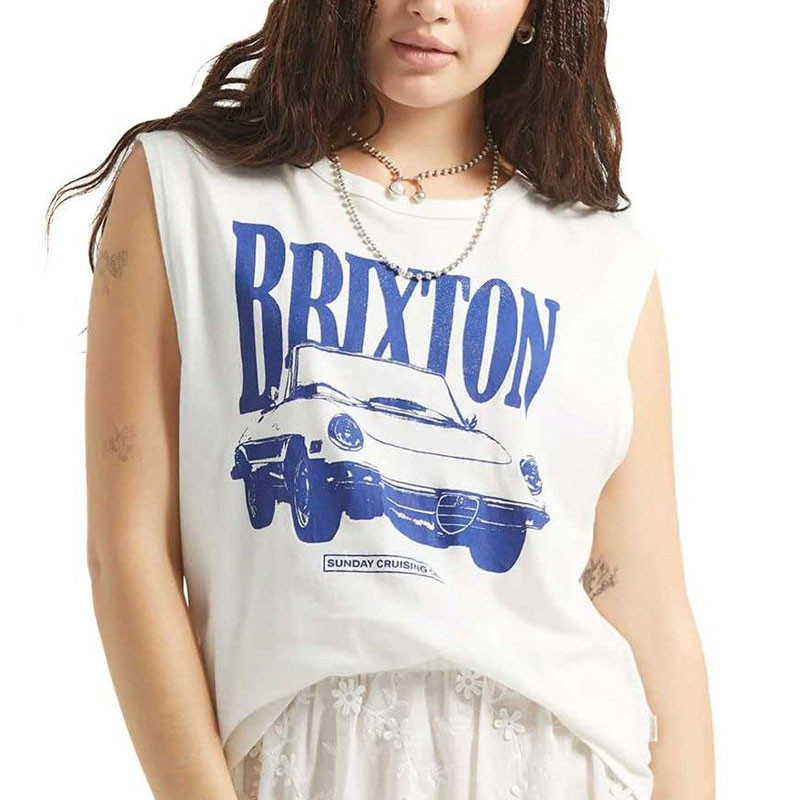 Camiseta Brixton: Sunday Cruising Club Muscle Ta (Vint Wht)