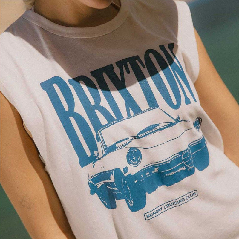 Camiseta Brixton: Sunday Cruising Club Muscle Ta (Vint Wht)