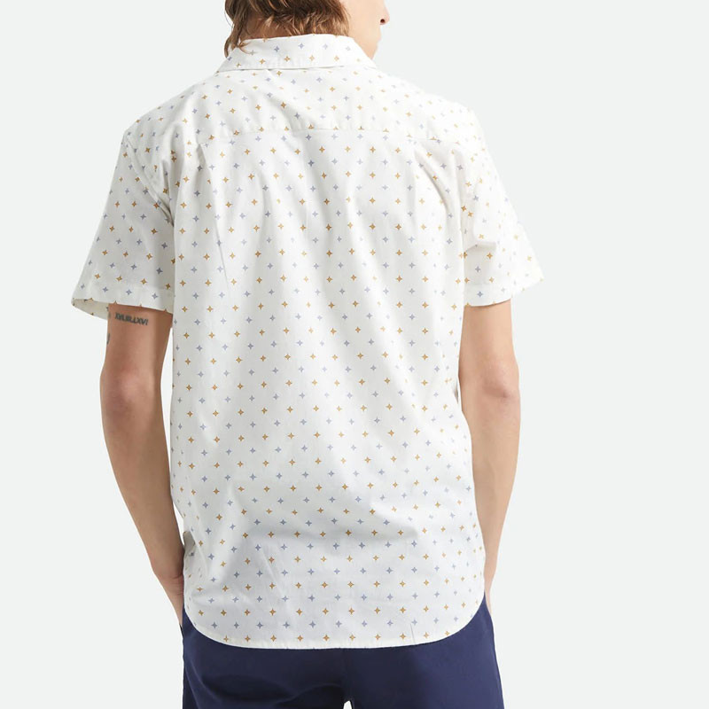 Camisa Brixton: Charter Print SS Wvn (Off Wt Mult Dmnd Tl)