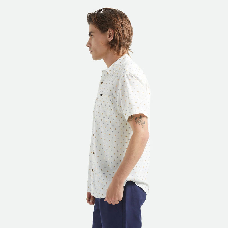 Camisa Brixton: Charter Print SS Wvn (Off Wt Mult Dmnd Tl)