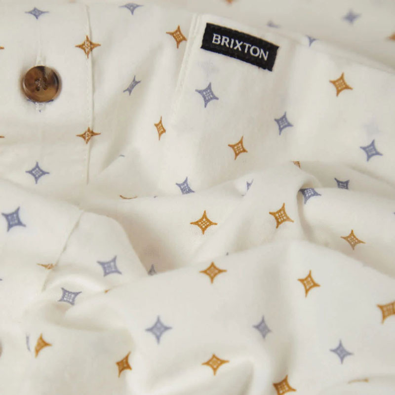 Camisa Brixton: Charter Print SS Wvn (Off Wt Mult Dmnd Tl)