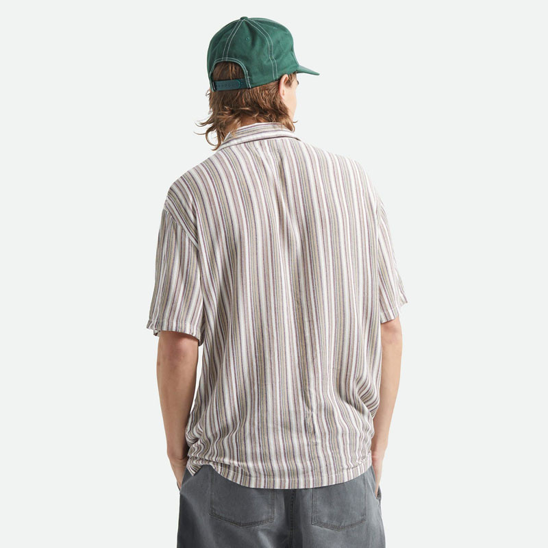 Camisa Brixton: Bunker Twisted Stripe SS Wvn (Robust Red)