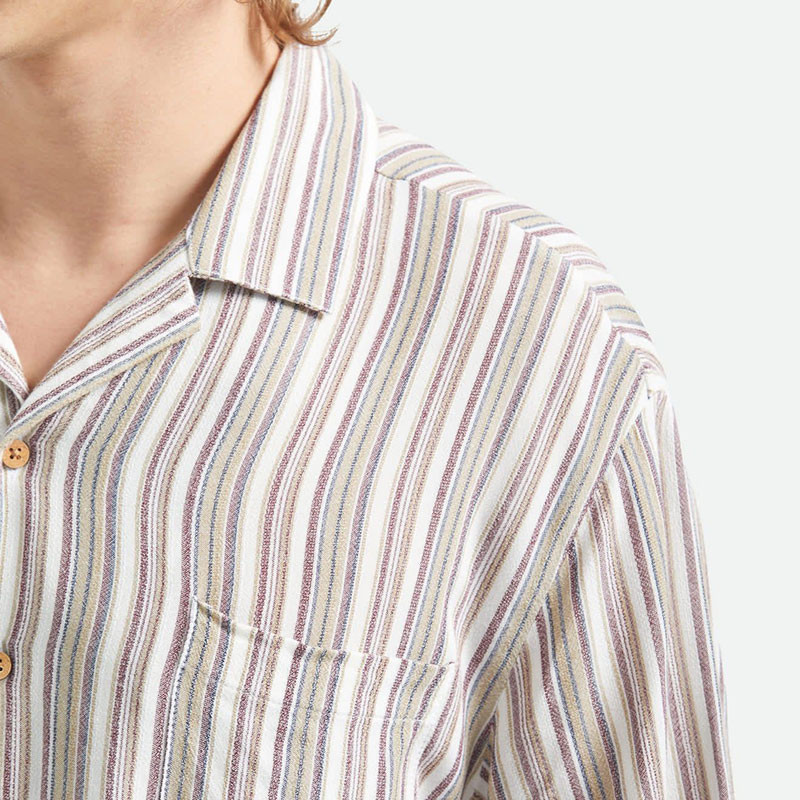 Camisa Brixton: Bunker Twisted Stripe SS Wvn (Robust Red)