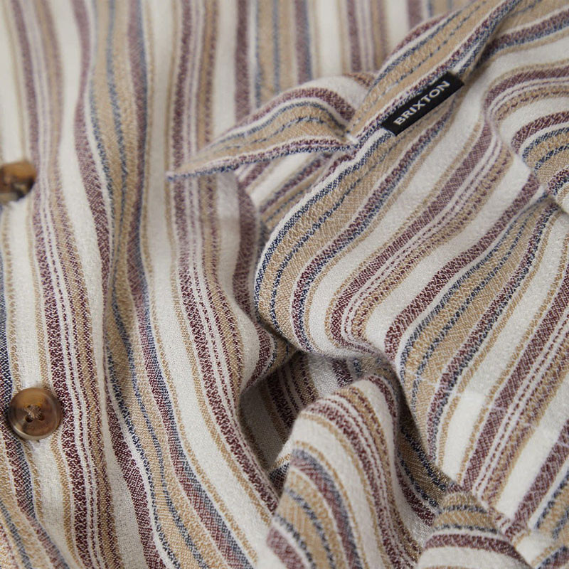 Camisa Brixton: Bunker Twisted Stripe SS Wvn (Robust Red)