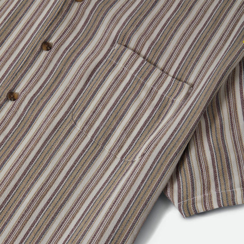 Camisa Brixton: Bunker Twisted Stripe SS Wvn (Robust Red)