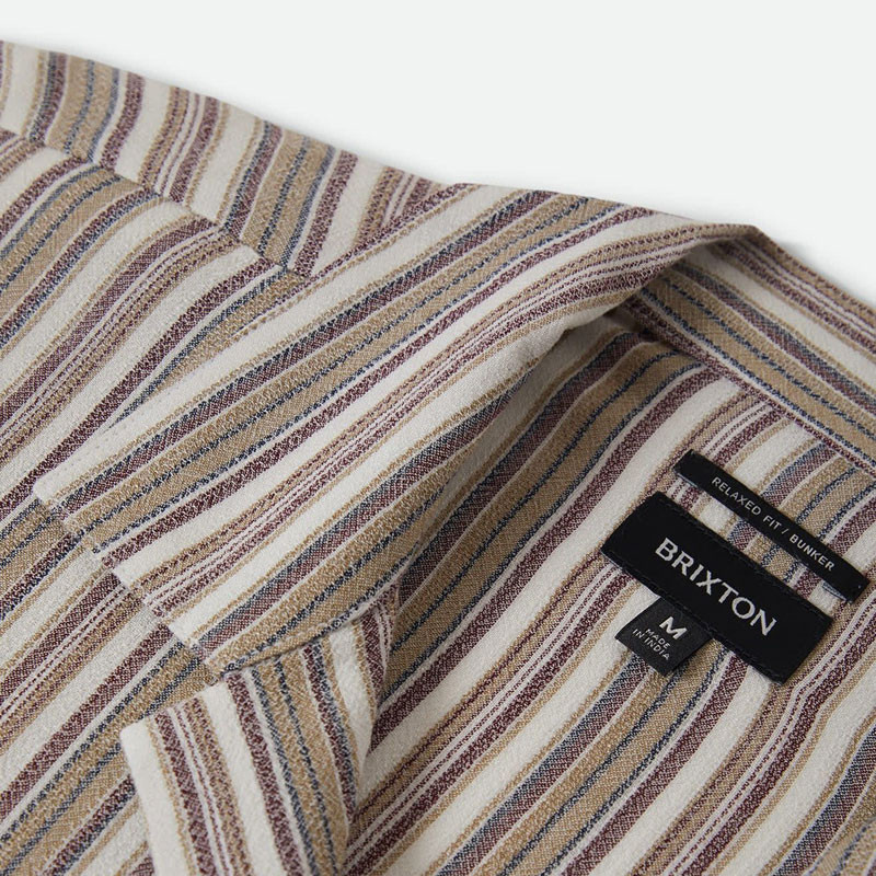 Camisa Brixton: Bunker Twisted Stripe SS Wvn (Robust Red)