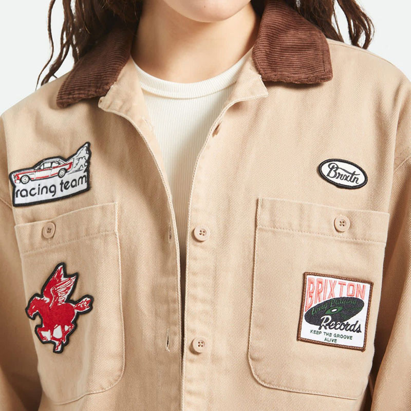 Chaqueta Brixton: Utopia Patchwork Overshrt (Ws Tmless Taup)