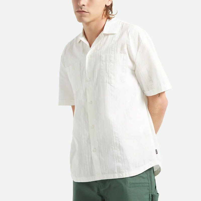 Camisa Brixton: The Vintage SS Wvn (Off Wht Jacq Strp)