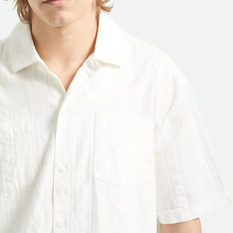 Camisa Brixton: The Vintage SS Wvn (Off Wht Jacq Strp)