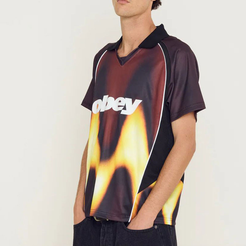 Camiseta Obey: Obey Blurred Soccer Jersey (Burnt Red)