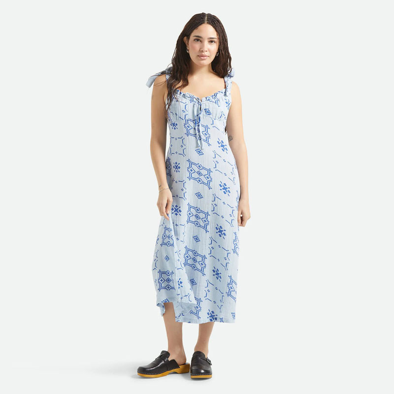 Vestido Brixton: The Tie Dress (Aura Blue Tile Print)