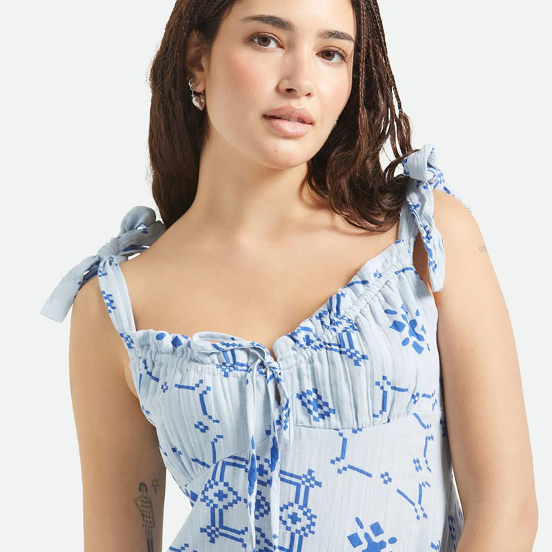 Vestido Brixton: The Tie Dress (Aura Blue Tile Print)