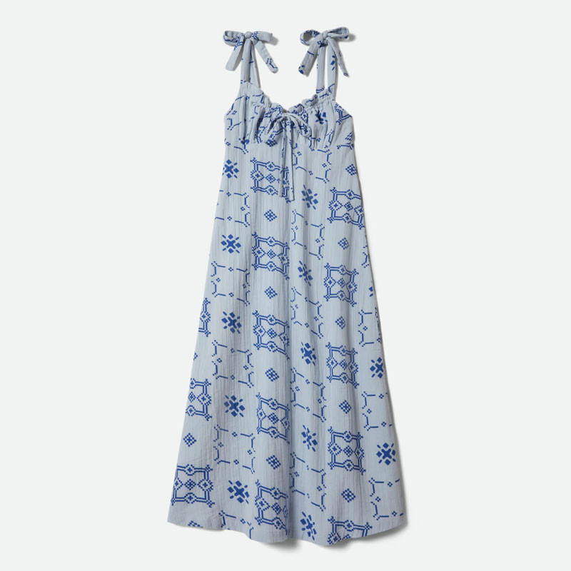 Vestido Brixton: The Tie Dress (Aura Blue Tile Print)