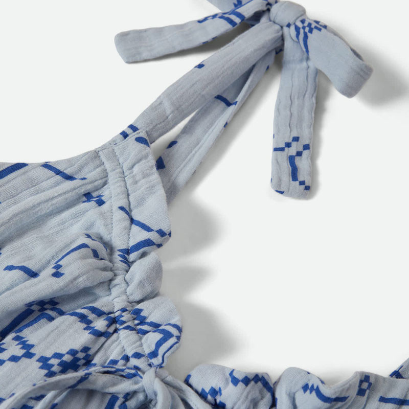Vestido Brixton: The Tie Dress (Aura Blue Tile Print)