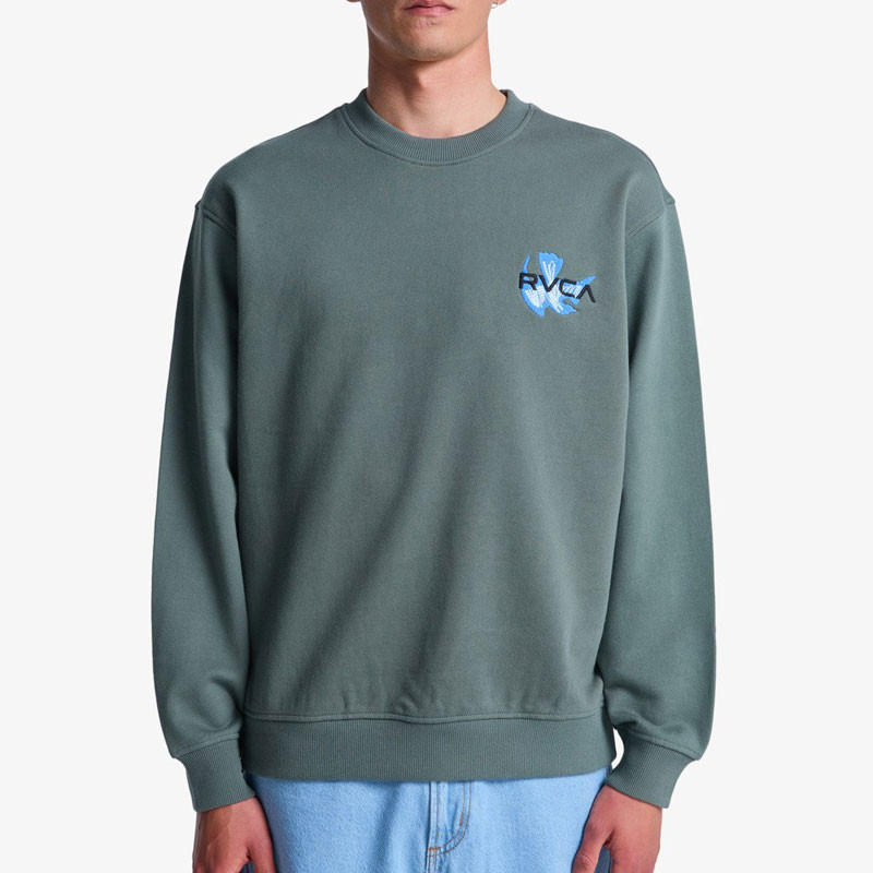 Sudadera RVCA: Af Twin Tulips Crew (Sage Leaf)