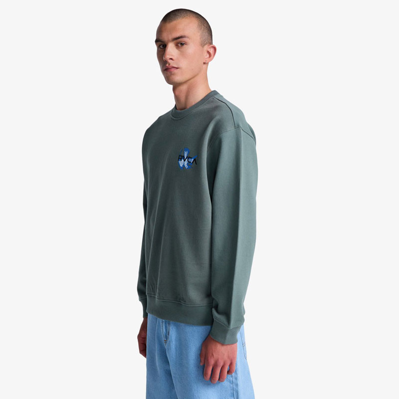 Sudadera RVCA: Af Twin Tulips Crew (Sage Leaf)