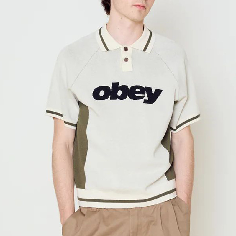 Polo Obey: Obey Sport Polo Sweater (Unbleached Multi)