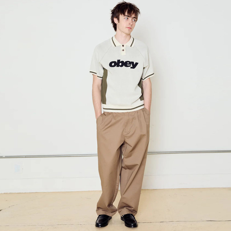 Polo Obey: Obey Sport Polo Sweater (Unbleached Multi)