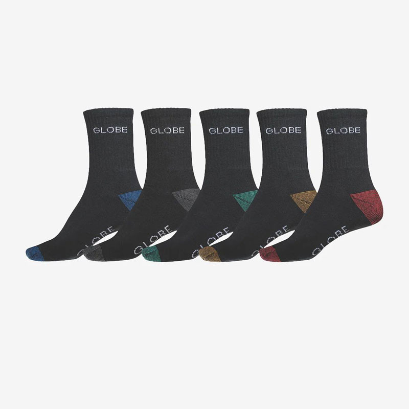 Calcetines Globe: Ingles Crew Sock 5 Pack (Black Assorted)