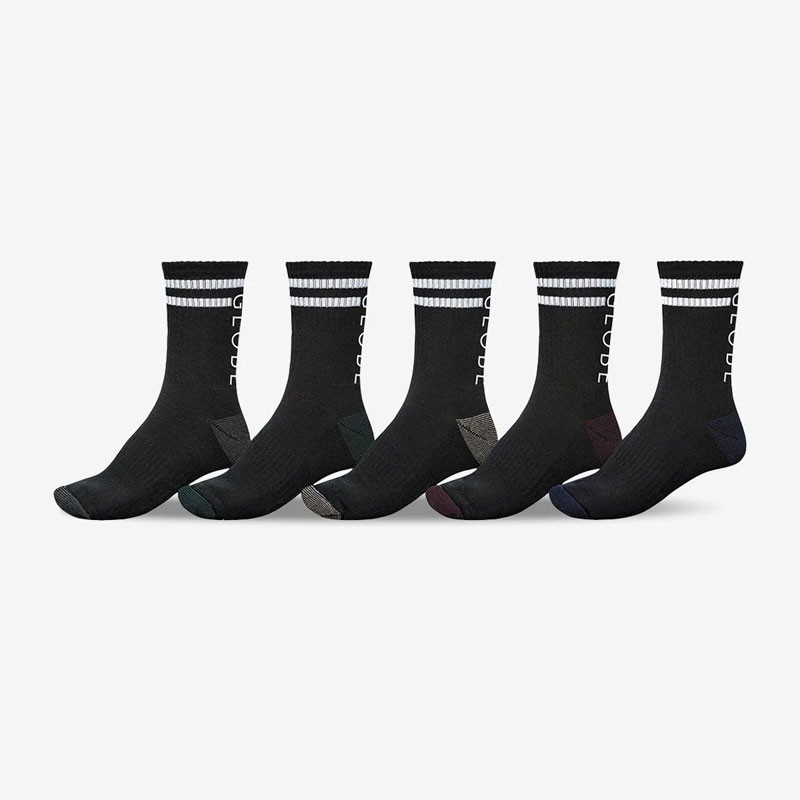 Calcetines Globe: Carter Crew Sock 5 Pack (Black Assorted)