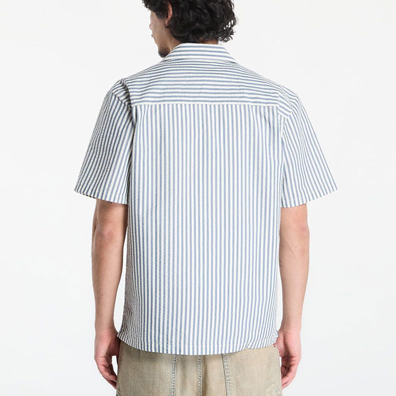 Camisa Carhartt WIP: SS Leavel Shirt (Stripe Blue River Wax)