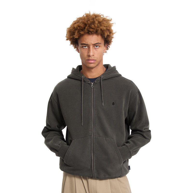 Sudadera Volcom: Single Stone Pw Zip (Rinsed Black)