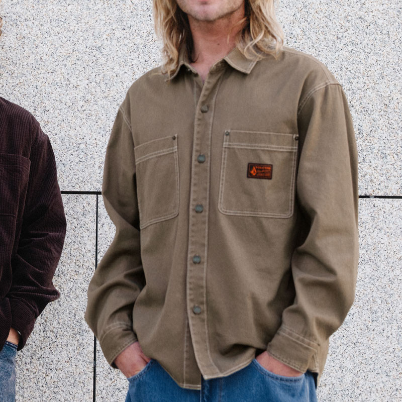 Camisa Volcom: Fostered II Cord LS (Cacao)