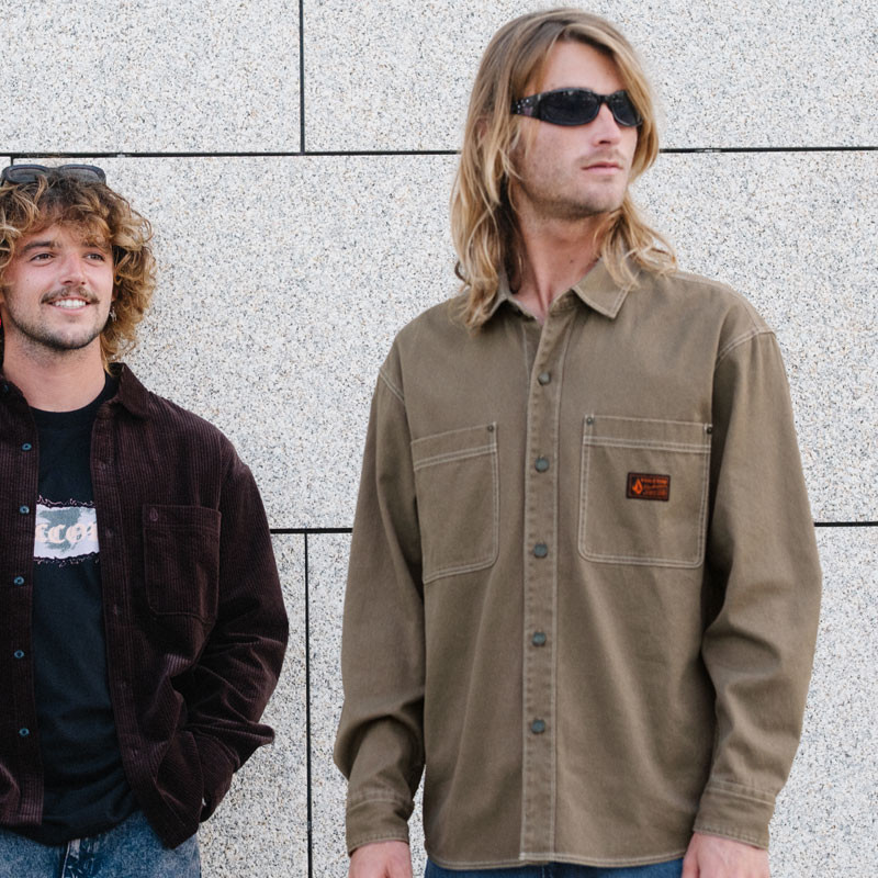 Camisa Volcom: Fostered II Cord LS (Cacao)