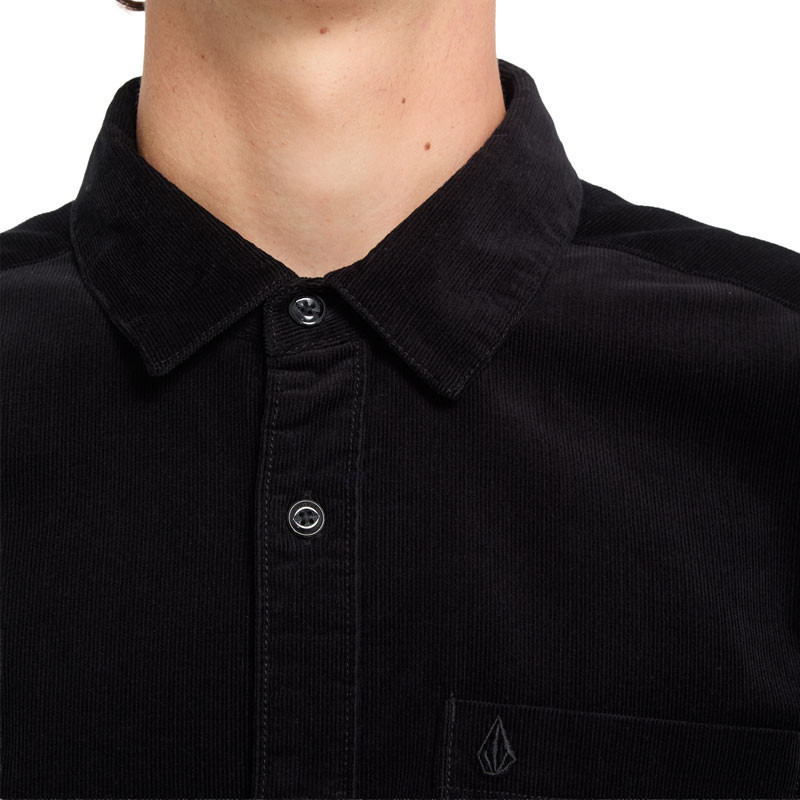 Camisa Volcom: Zander Cord LS (Black Combo)