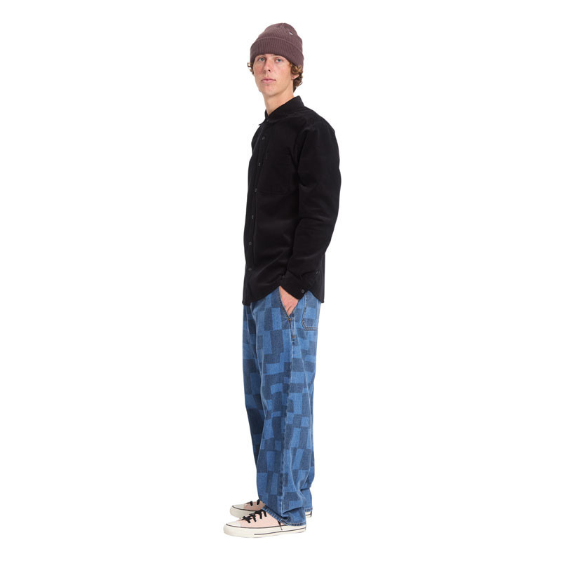 Camisa Volcom: Zander Cord LS (Black Combo)