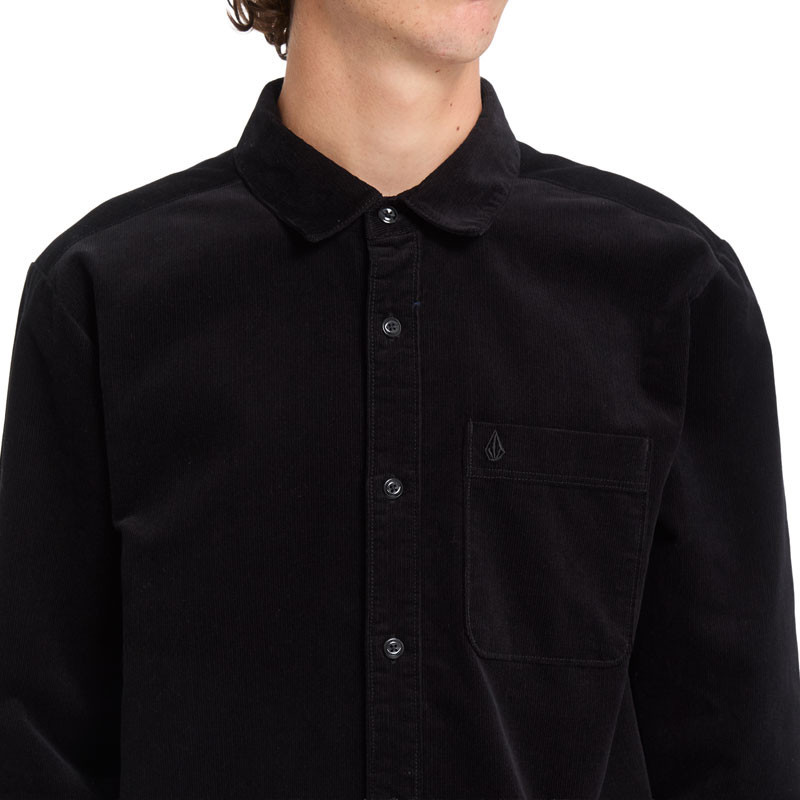Camisa Volcom: Zander Cord LS (Black Combo)