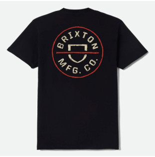 Camiseta Brixton: Crest II SS Stnd Tee (Blk Ivory Brick Red)