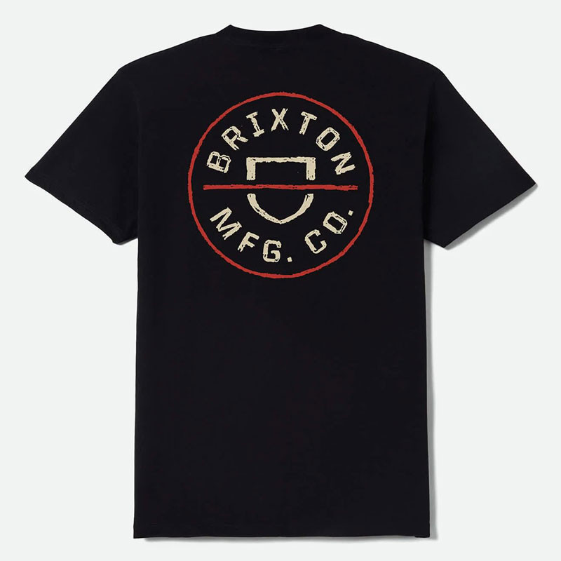 Camiseta Brixton: Crest II SS Stnd Tee (Blk Ivory Brick Red)