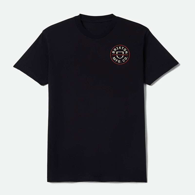 Camiseta Brixton: Crest II SS Stnd Tee (Blk Ivory Brick Red)