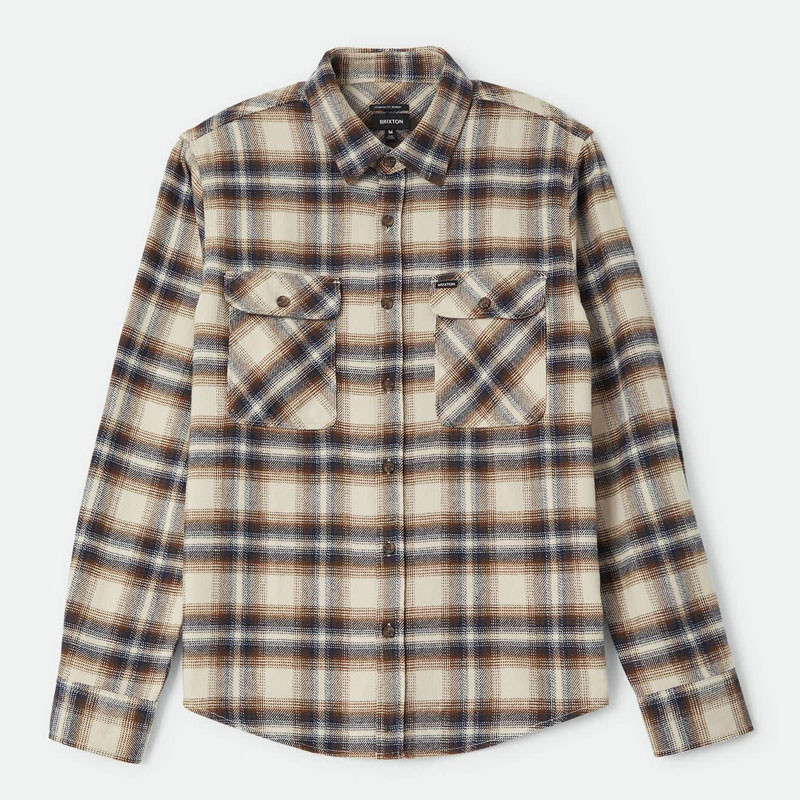 Camisa Brixton: Bowery Flannel (Soft Brown Plaid)
