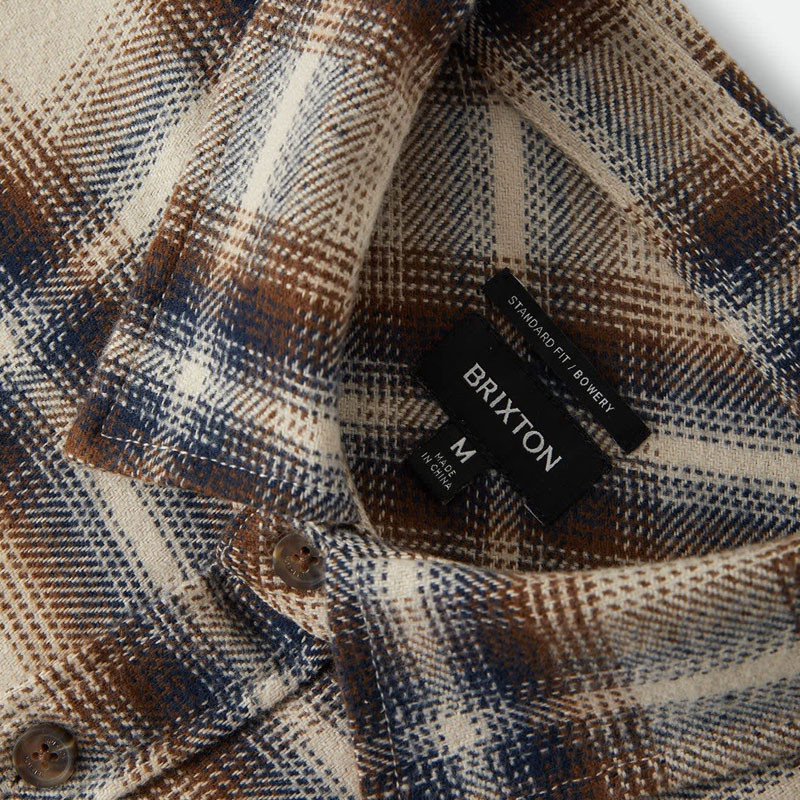 Camisa Brixton: Bowery Flannel (Soft Brown Plaid)