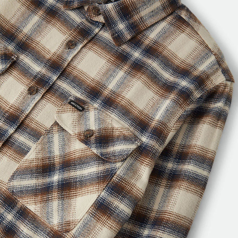 Camisa Brixton: Bowery Flannel (Soft Brown Plaid)