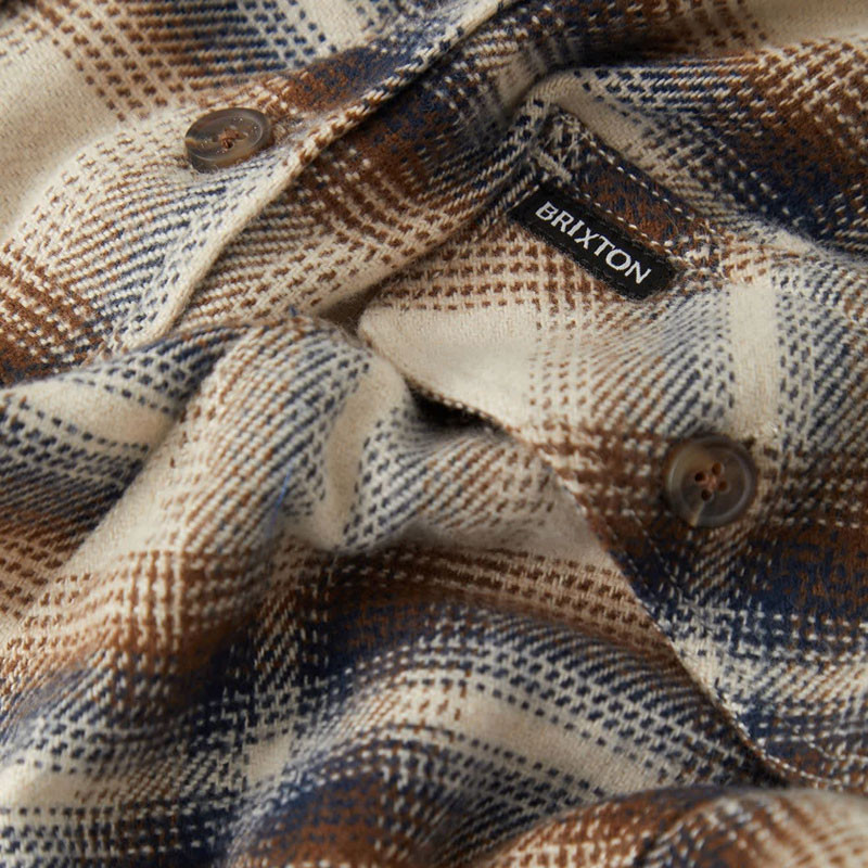 Camisa Brixton: Bowery Flannel (Soft Brown Plaid)