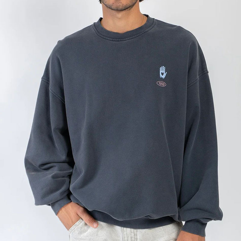 Sudadera Kaotiko: Crew Ovrsz Geometric Flower Org (Dk Slate)