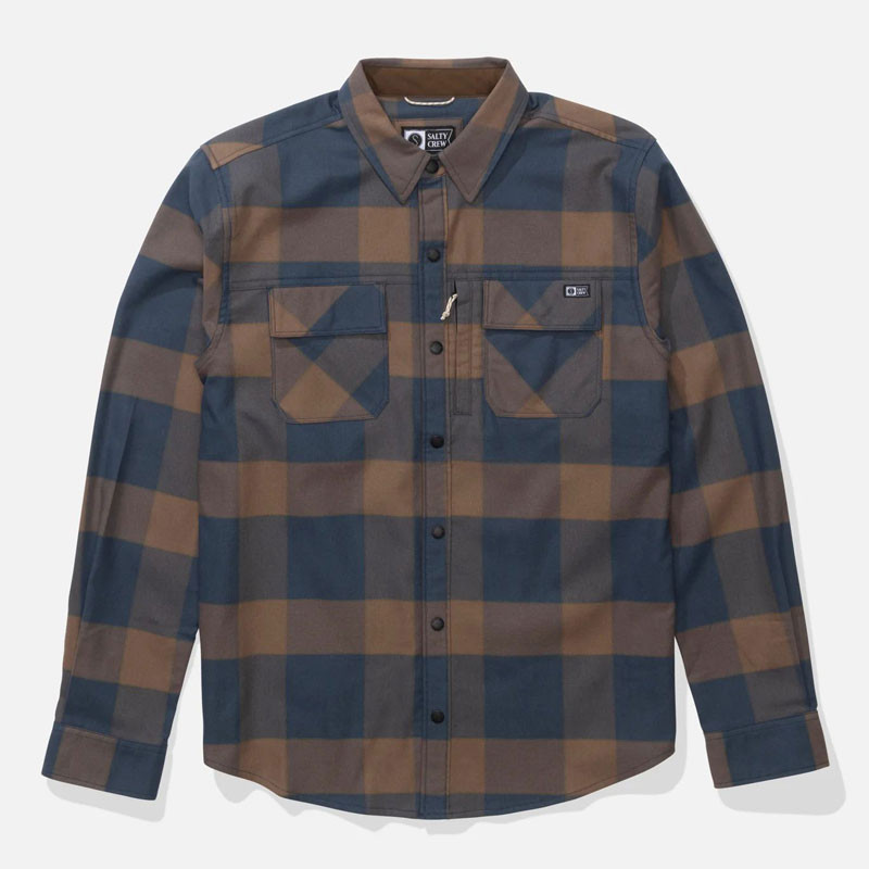 Camisa Salty Crew: Fathom LS Tech Flannel (Navy Rust)