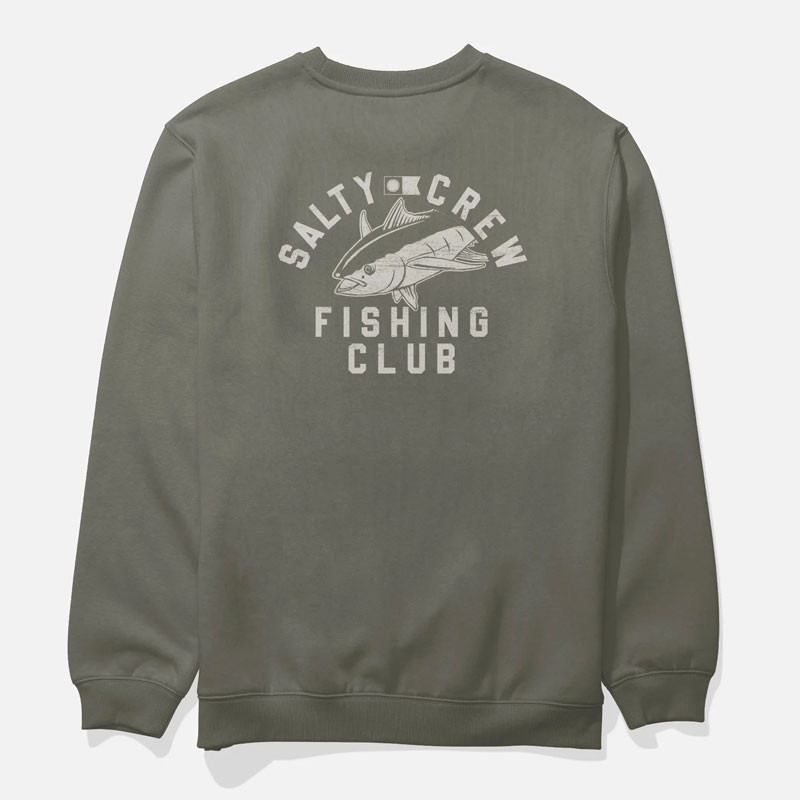Sudadera Salty Crew: Fishing Club Crew (Dusty Olive)