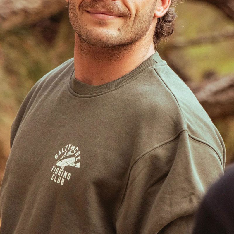 Sudadera Salty Crew: Fishing Club Crew (Dusty Olive)