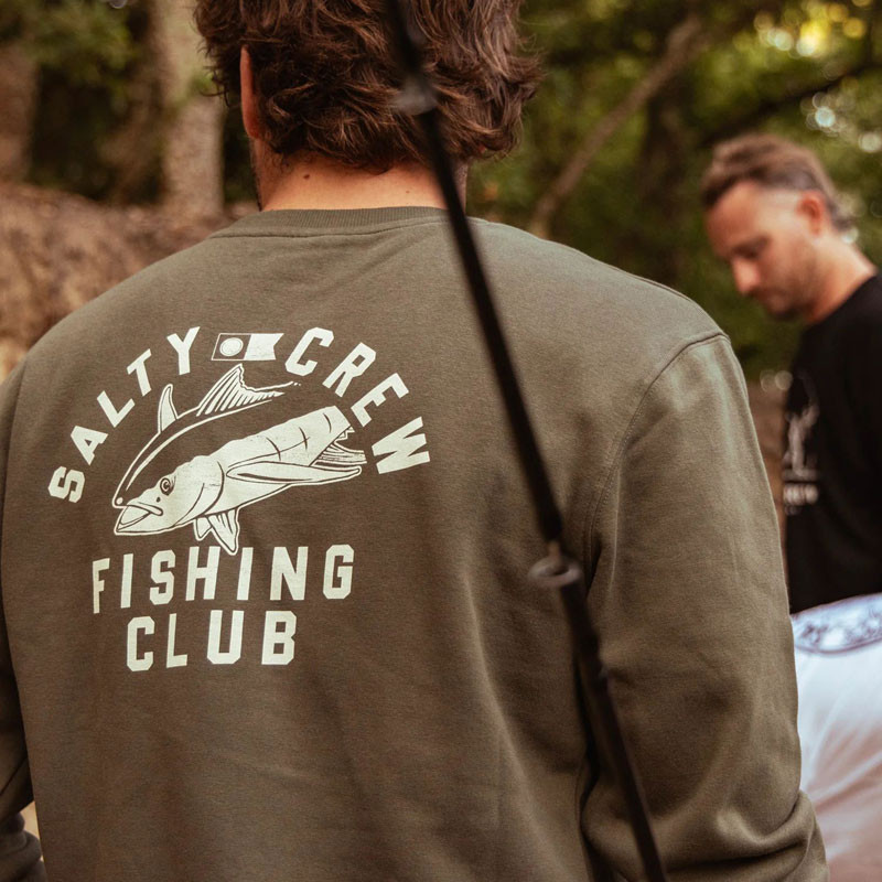 Sudadera Salty Crew: Fishing Club Crew (Dusty Olive)