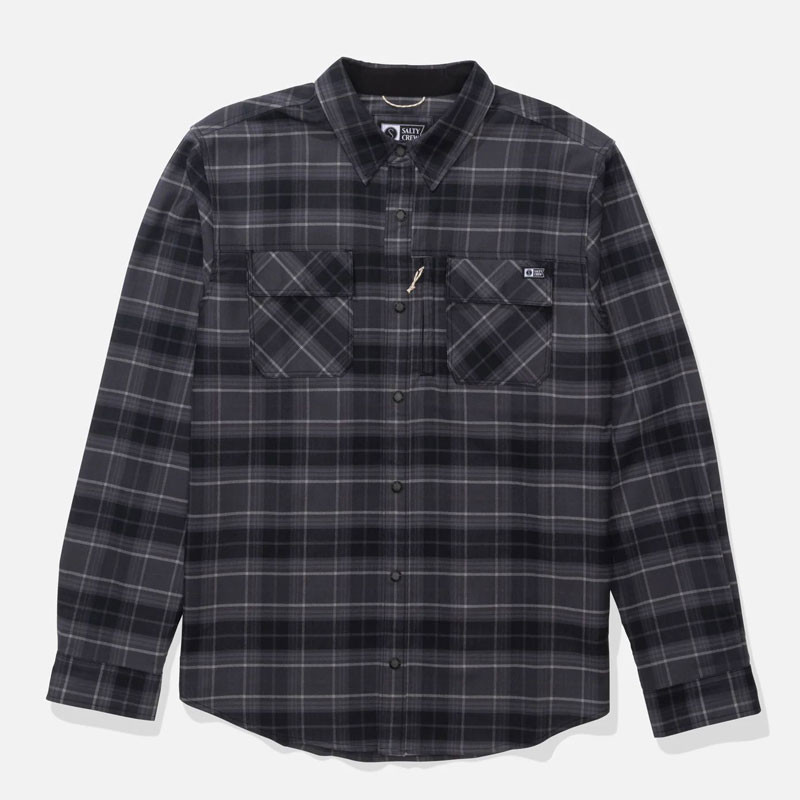 Camisa Salty Crew: Fathom LS Tech Flannel (Black Grey)
