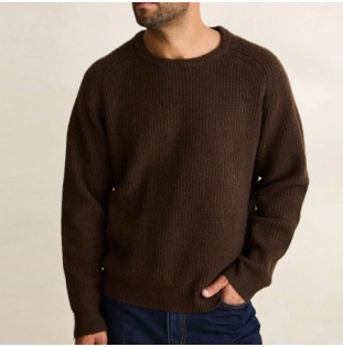 Jersey Rhythm: Vintage Waffle Knit Sweater (Chocolate)
