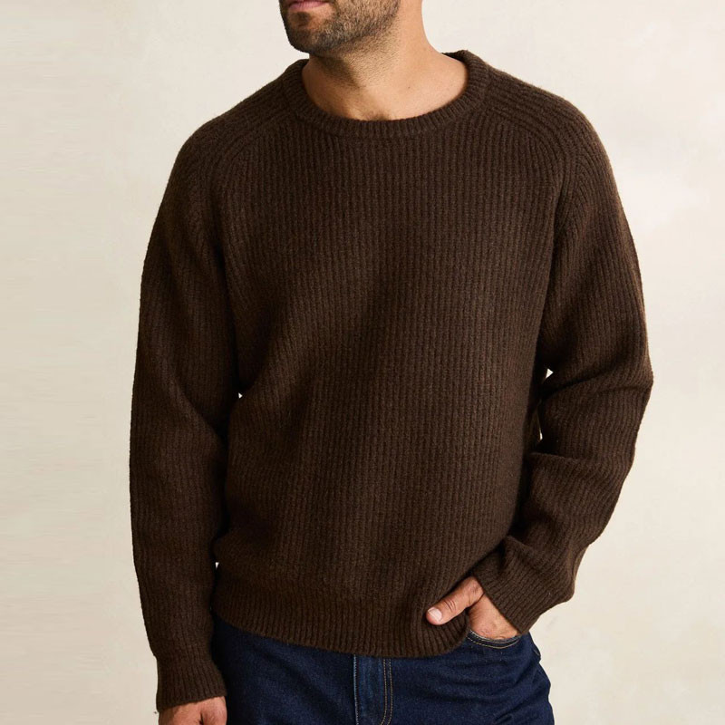 Jersey Rhythm: Vintage Waffle Knit Sweater (Chocolate)