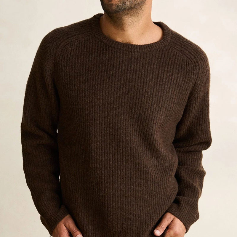 Jersey Rhythm: Vintage Waffle Knit Sweater (Chocolate)